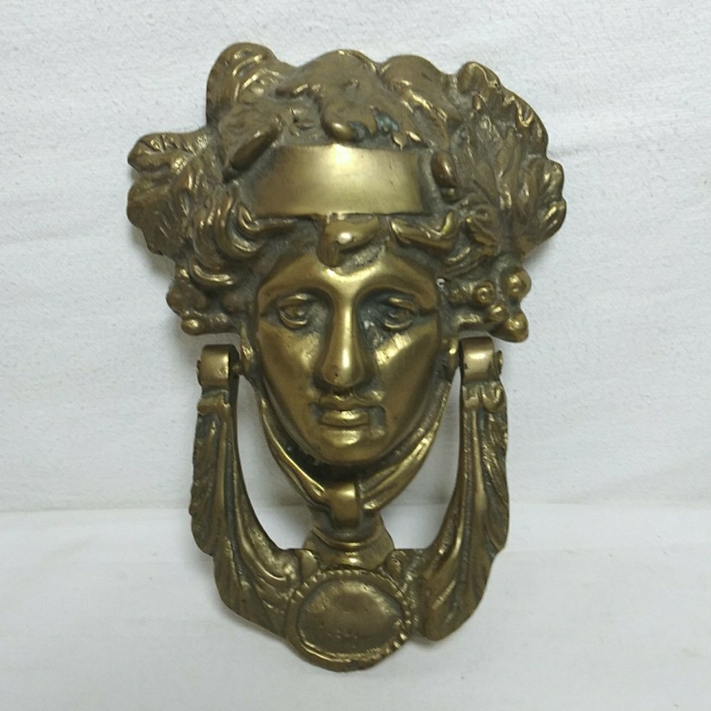 Vintage Solid Brass Large 6.75"  Neo-Classical Apollo Door Knocker 2lb 10oz