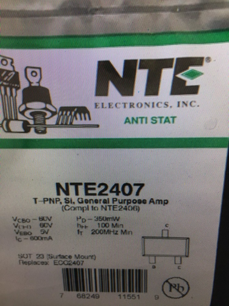 NTE2407 - Transistor PNP General Purpose Amp 75V 0.6A Surface Mount