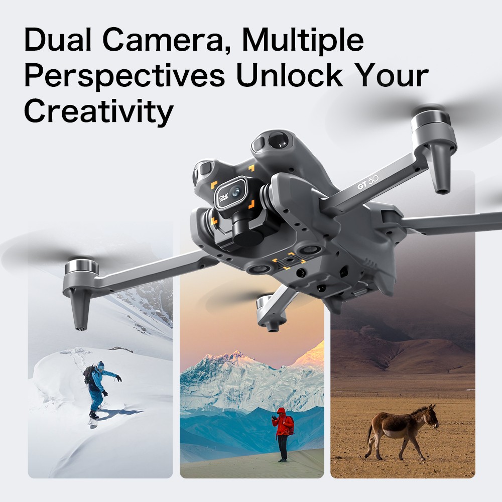 GT5 Drone with Dual Camera,Foldable,Large Screen Remote,2 Battery&Long Flight