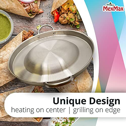 CHAMPS Stainless Steel Convex Comal Bola - Mexican Comal Frying Bowl - Cookin...
