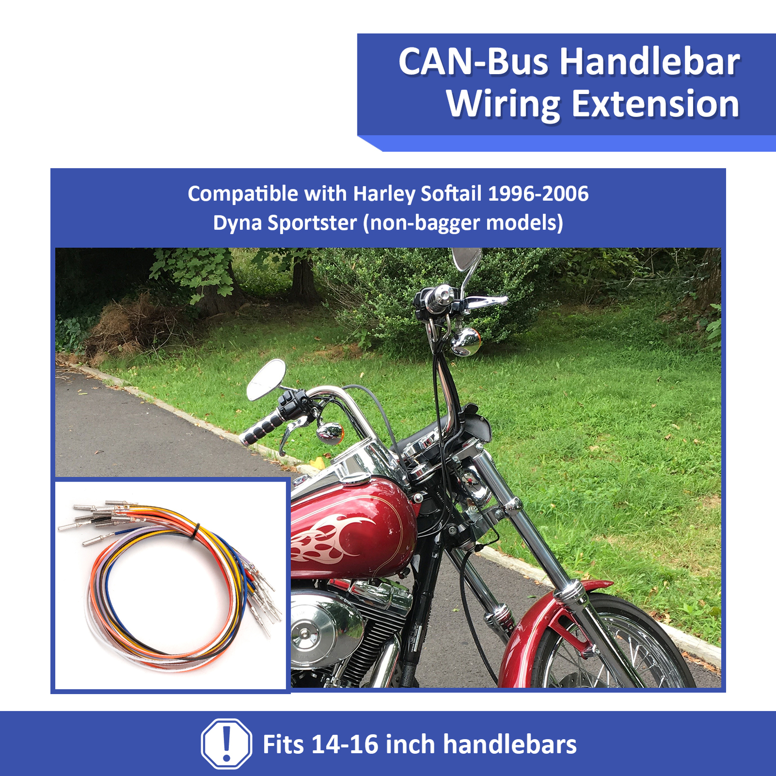 12" 14" Bar Clutch/Brake/Throttle/CAN-Bus Cable for Harley Softail 00-06 Non-ABS