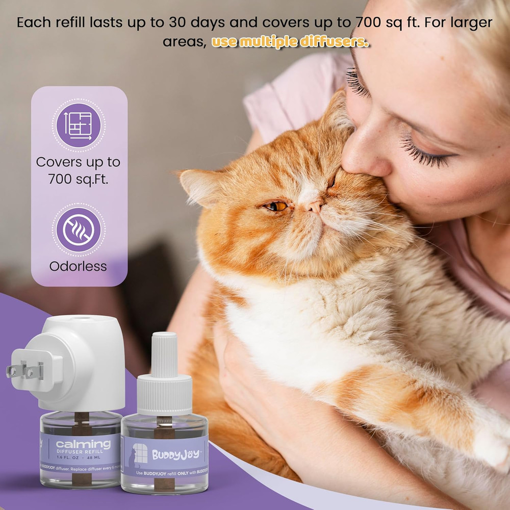 Cat Calming Diffuser Refills – Long-Lasting 30-Day Formula, Cat Pheromones Calmi