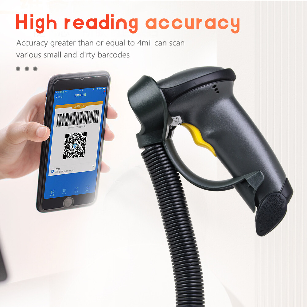 Zebra Symbol LS2208-SR20007R-NA 1D Laser Barcode Scanner w/Stand + USB Cable