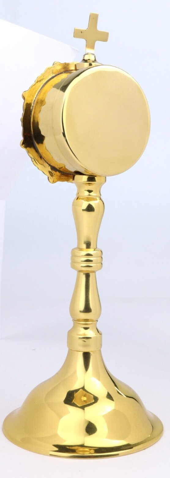 Antiqued Brass Personal Reliquary for Catholic Church or Home Use 8 Inch