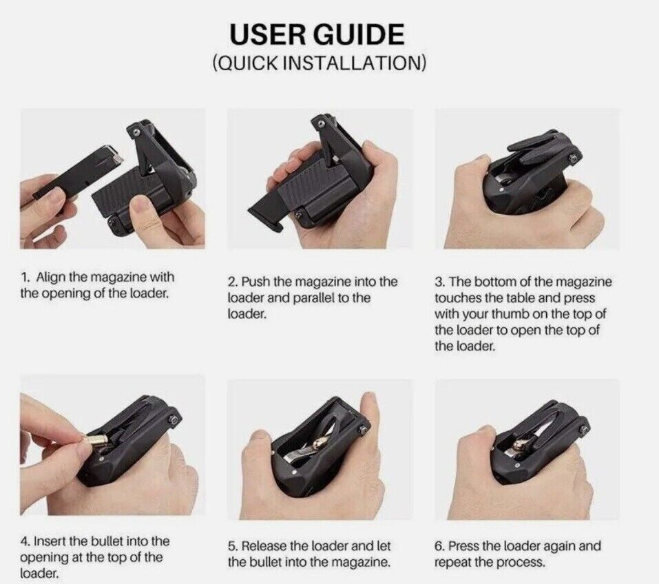 Portable Raptor Universal Pistol Speed Loader for Magazines from .380 9mm-45 ACP