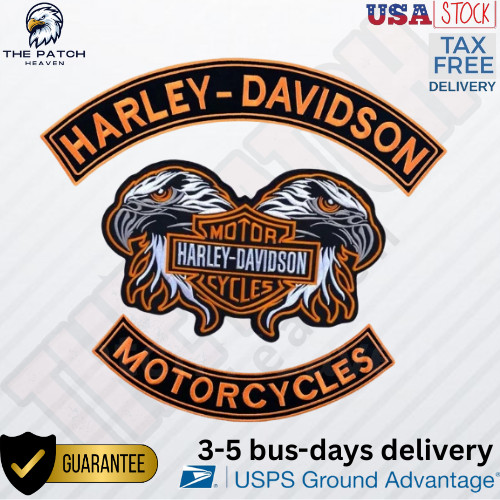Harley-Davidson Large Double Eagle Rocker set Embroidered patch sew/iron-on