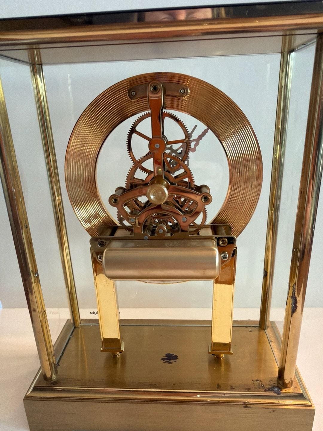 Rhonda Style Brass Skeleton Movement Mantel Clock with Corporate Commemorative P