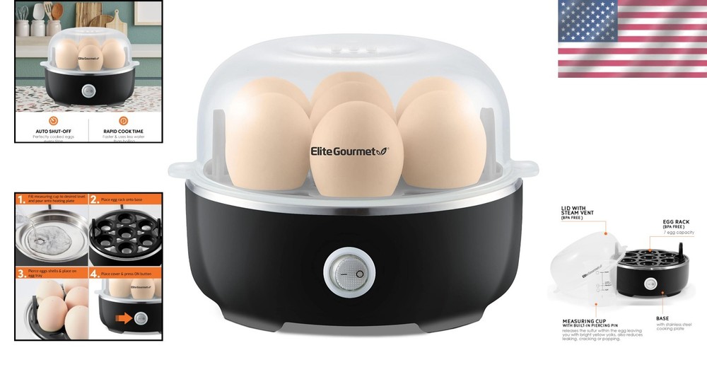 Easy Egg Cooker Electric 7-Egg Capacity, Soft, Medium, Hard-Boiled Egg Cooker wi