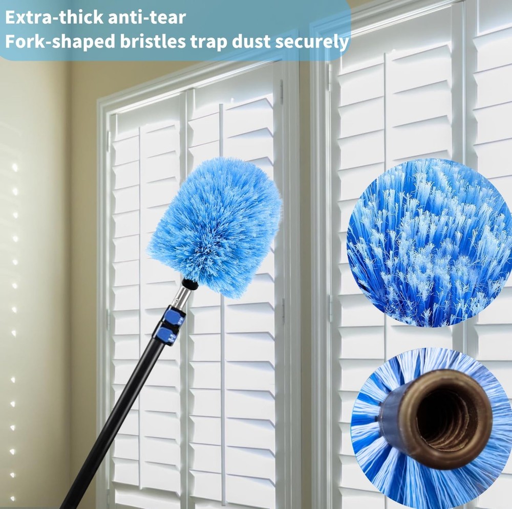 2 Pack Screw on Webster Cobweb Duster Head for Pole,Spider Web Remover Brush,...