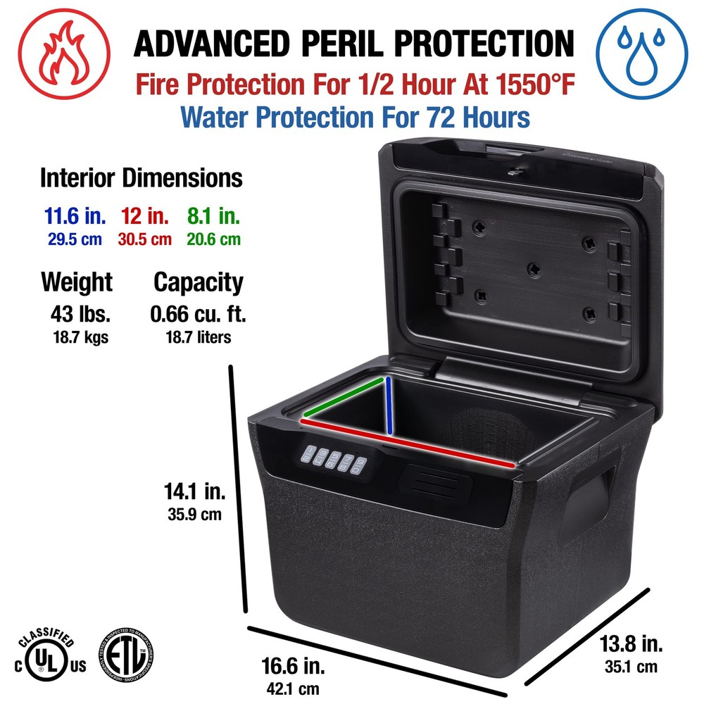 Gray Waterproof and Fireproof Safe, Lock with Keypad for Documents and Hangin...