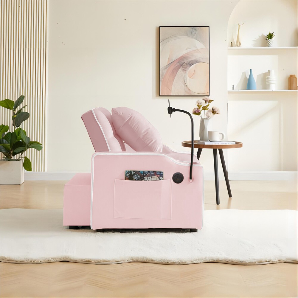 Convertible Sofa Bed Chairs 3-in-1 Multi-Function Folding Sleeper Sofa Pink US