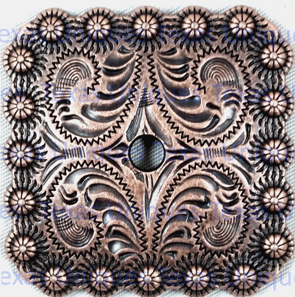 Engraved Square Berry Rosette Concho CON610