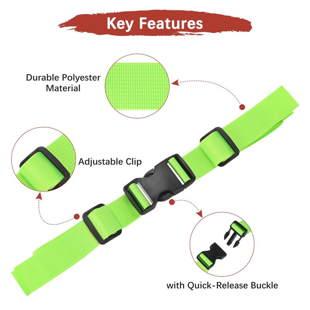 2PCS Backpack Chest Strap with Quick Release Buckle - [Fluorescent Green & Blue]