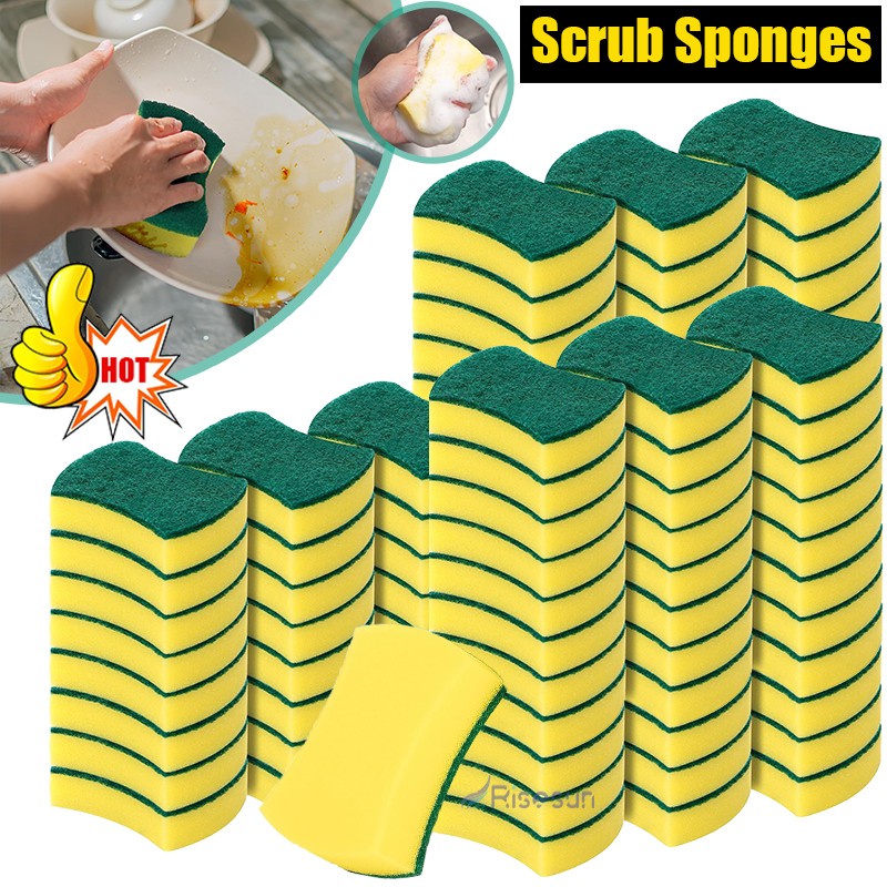 6-72X Kitchen Cleaning Sponge Multi Purpose Dish Cleaning Sponge Scouring Pads