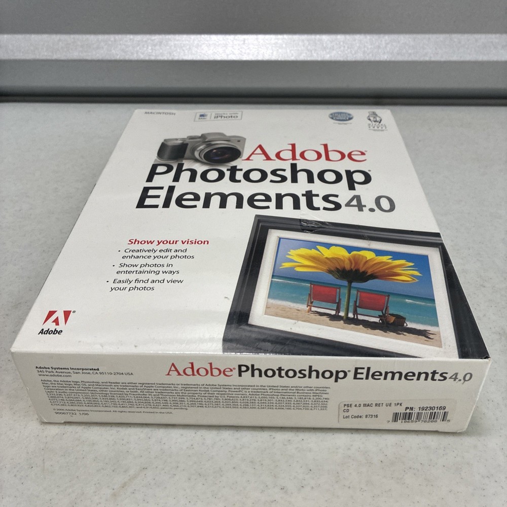 2006 Adobe Photoshop Elements 4.0 for Mac NOS/ Sealed