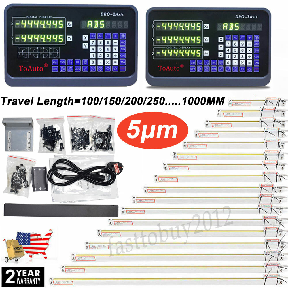 2/3Axis Digital Readout DRO Kit Linear Scale Encoder fr CNC Mill Lathes,US STOCK