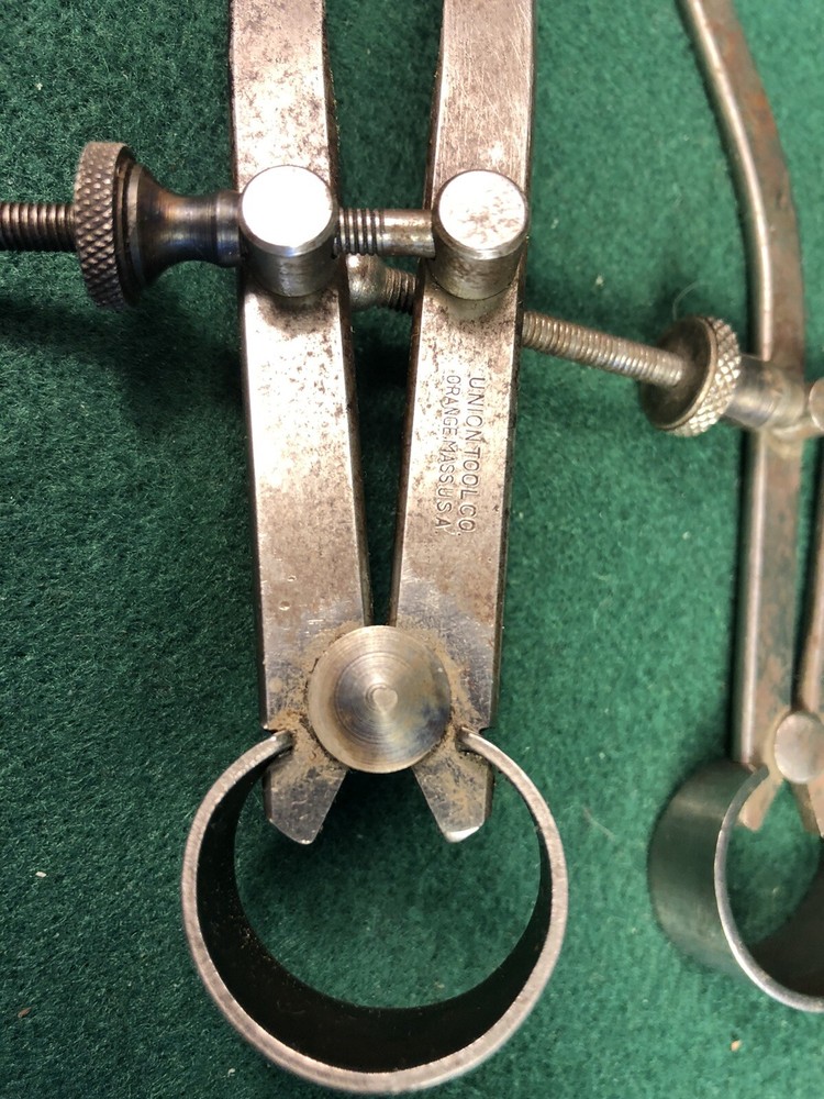 Three Vintage Union Tool Spring Calipers Inside & Outside Dividers