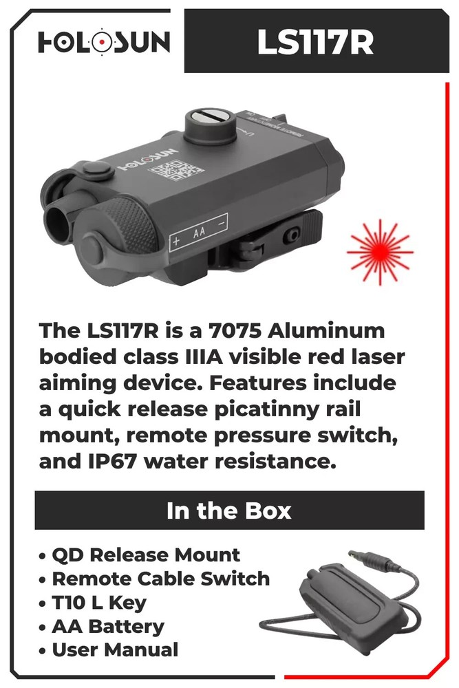 Holosun LS117R Collimated Red Laser with QD Release Mount