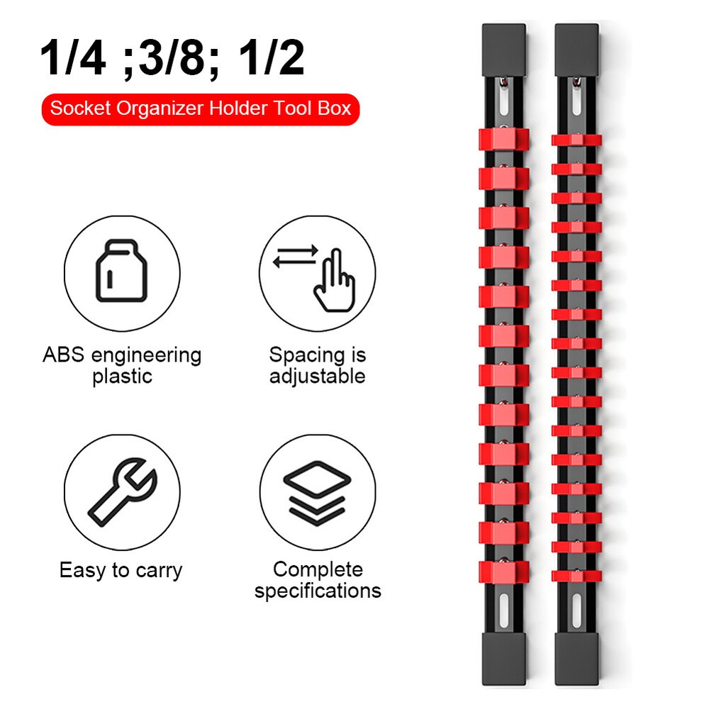 3Pcs Magnetic Socket Organizer Set Metric Socket Holder Tool Box Hold 43 Sockets