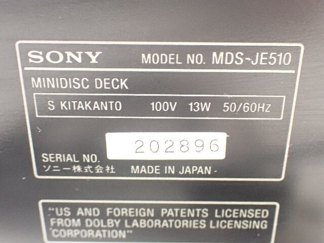 Sony MDS-JE510 minidisc deck recorder Working Used