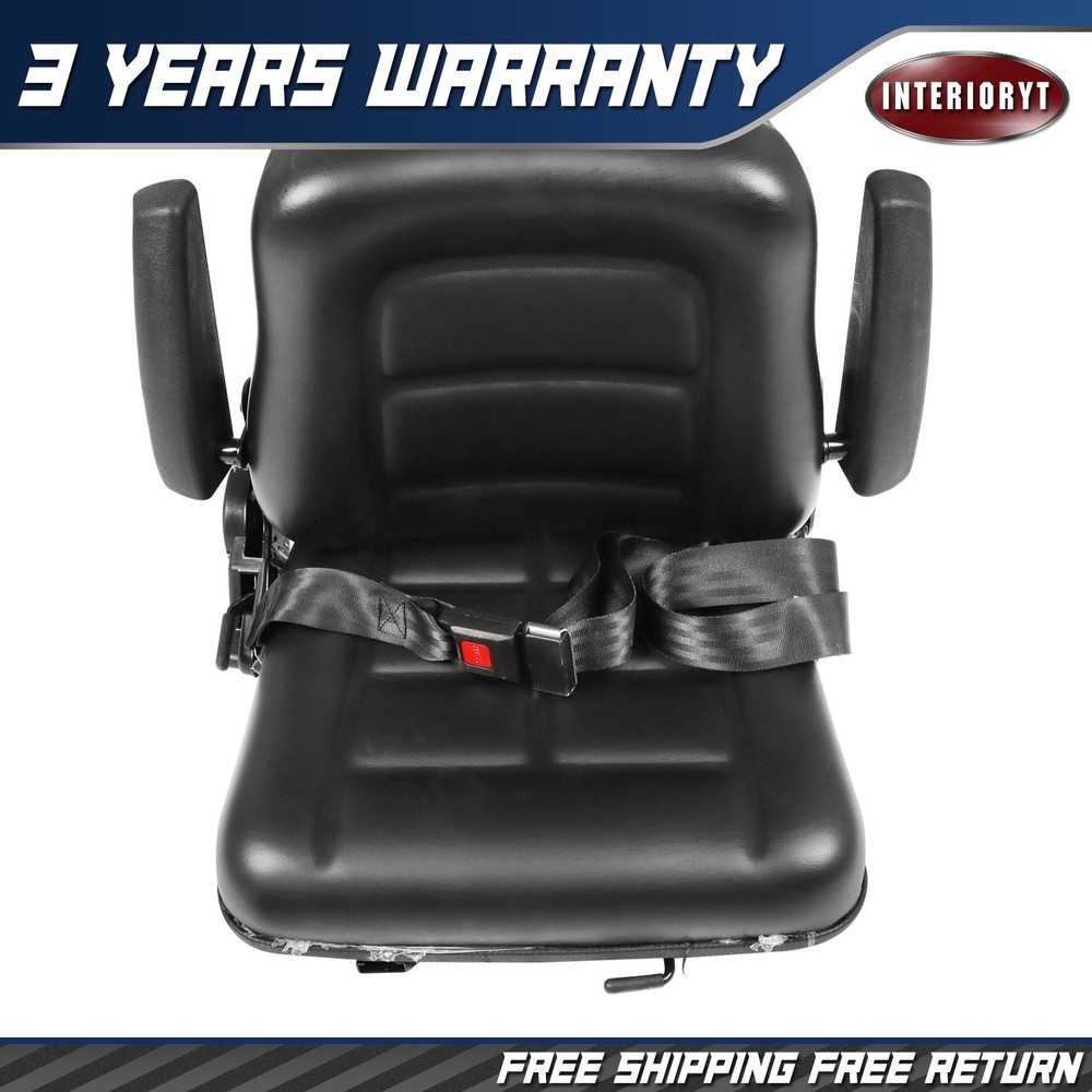 Adjustable Backrest Tractor Seat W/Armrest Forklift Seat Universal