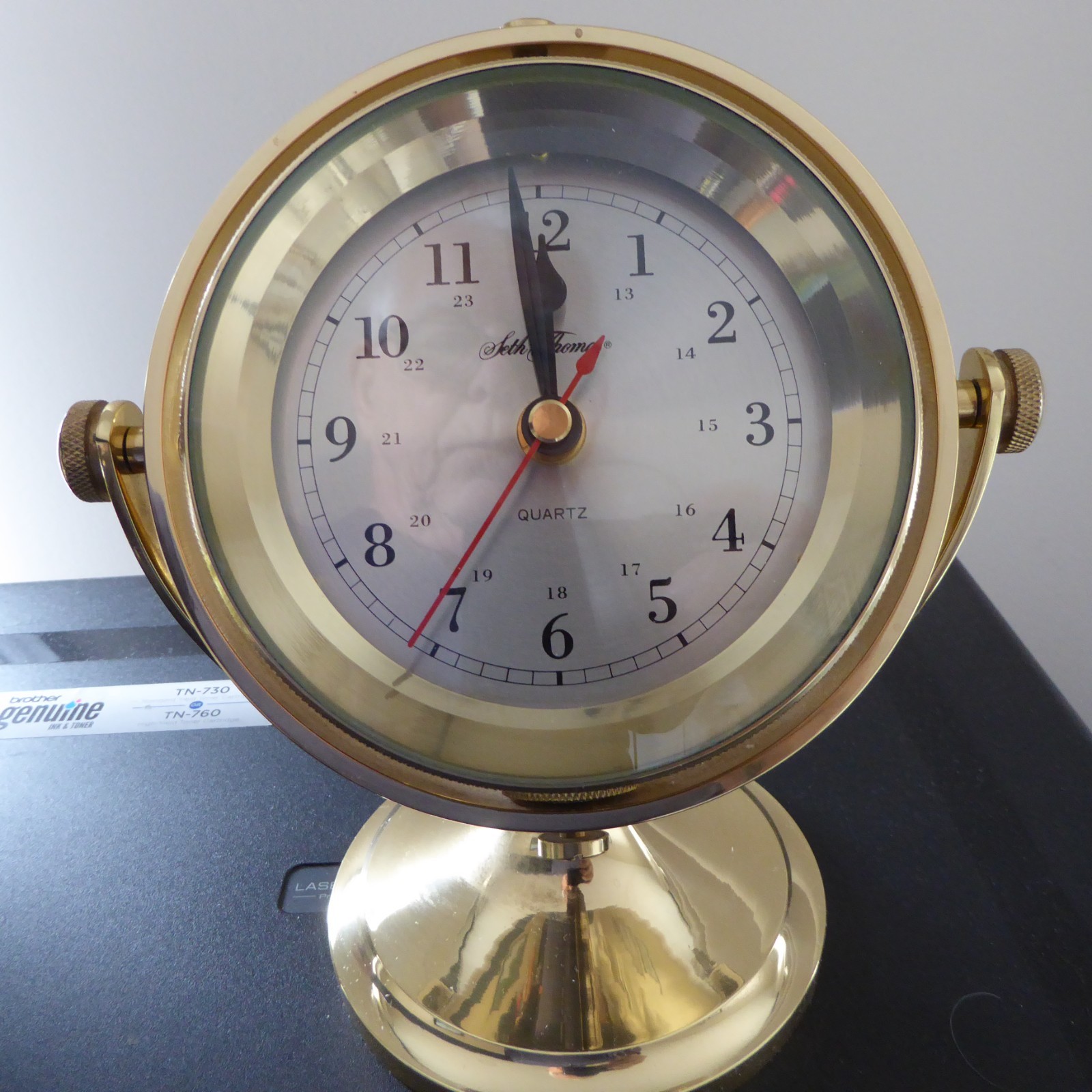 Seth Thomas SCHOONER SHIPS CLOCK Brass Model 1044 Solid Brass Running 4.9 LBS