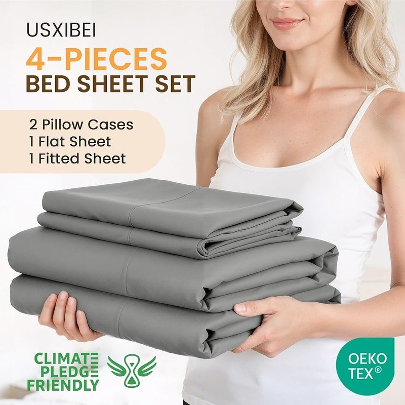 Soft Microfiber 4 Piece Bed Sheet Set Deep Pocket Durable Comfortable Quality US