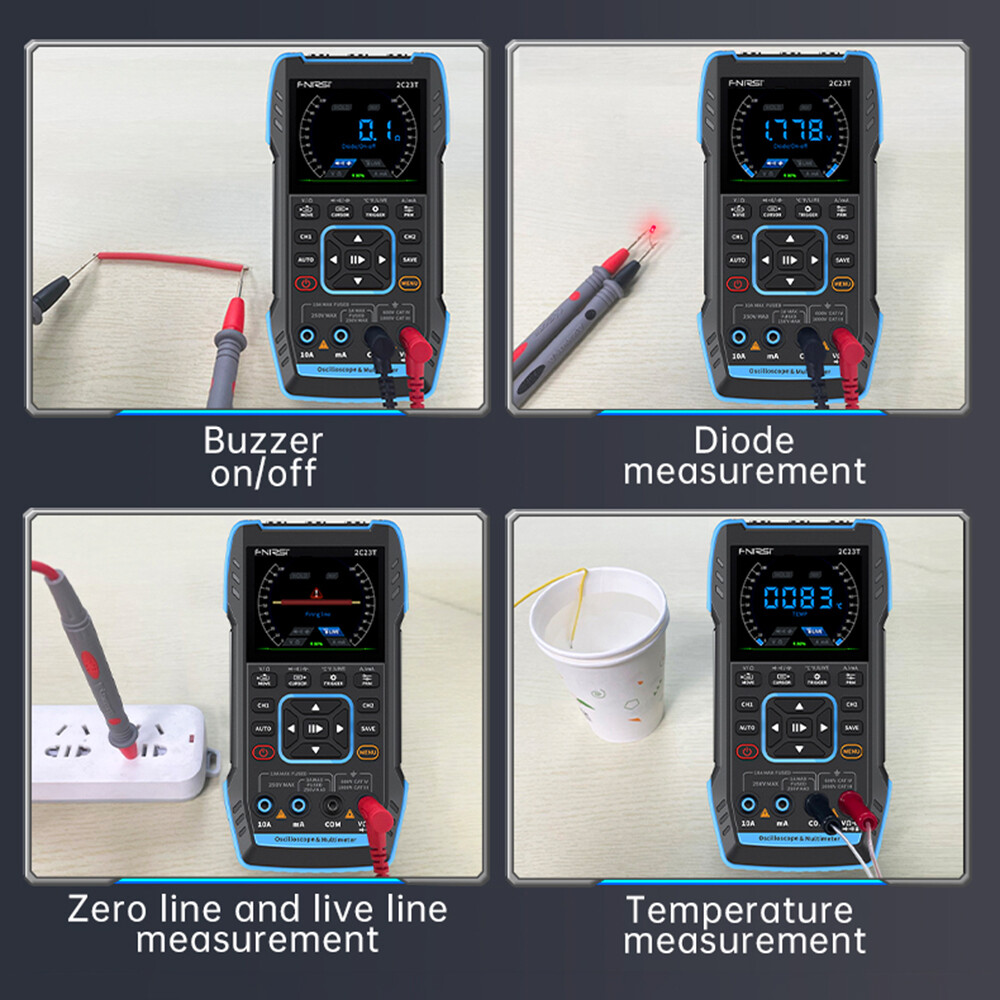 FNIRSI 2C23T Digital Oscilloscope Multimeter 2-Channel Function Signal Generator