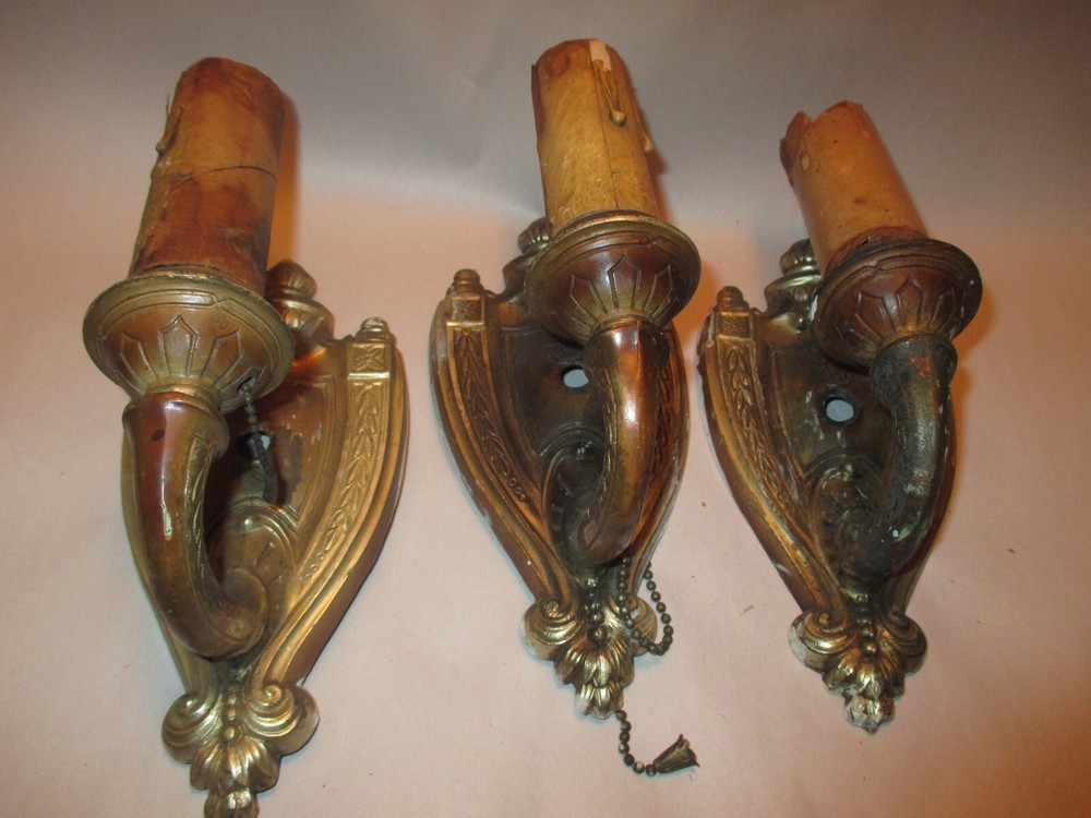 3 HEAVY DIE CAST WALL SCONCES