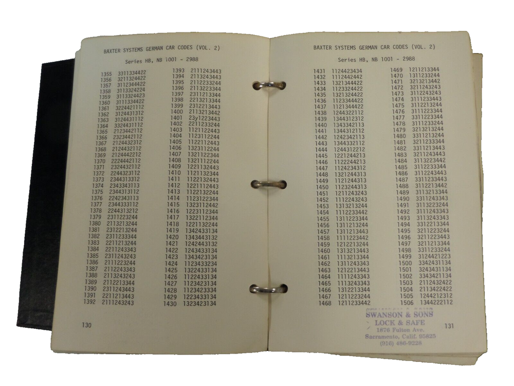 BAXTER GERMAN AUTO CODE BOOK USED GOOD SHAPE