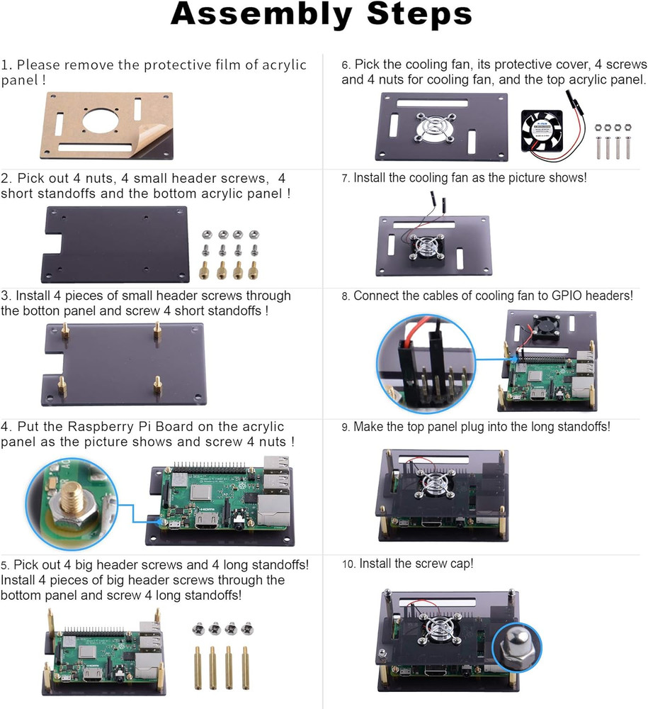 Acrylic Case for Raspberry Pi 4 Model B & Raspberry Pi 3 Model B+, Pi Case with