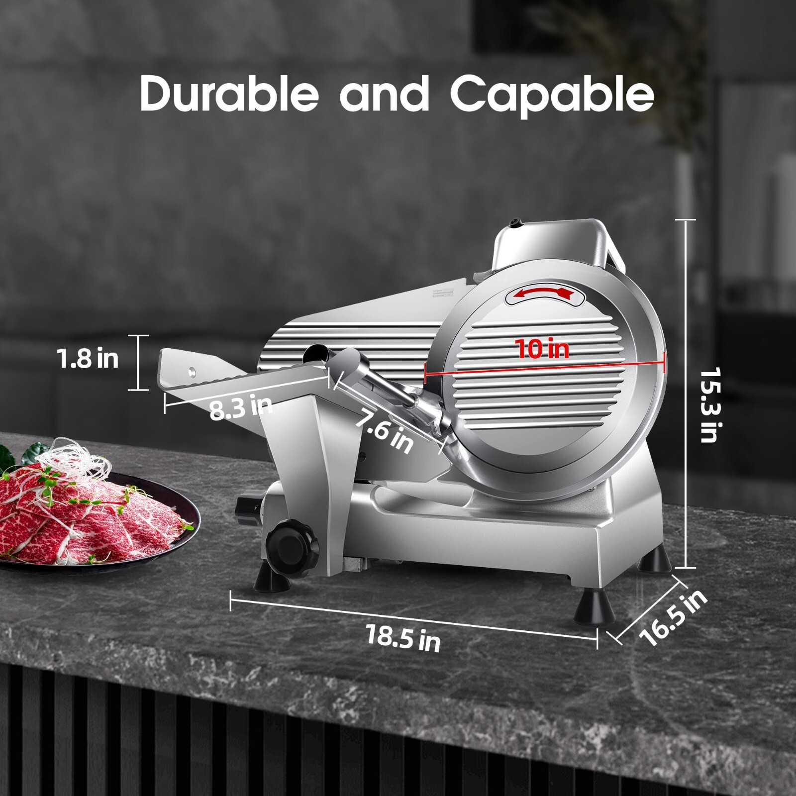 10inch Commercial Meat Slicer 240W Electric Frozen Meat Cheese Food Slicer New