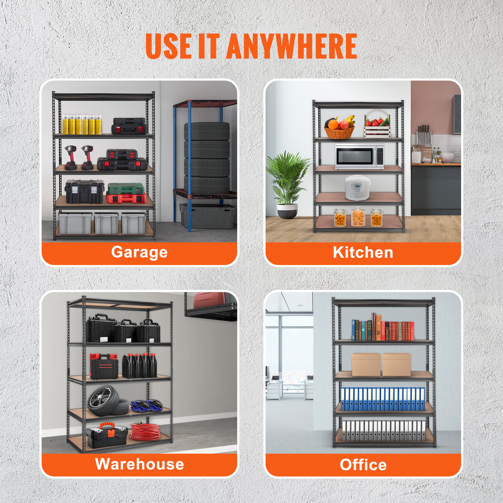 VEVOR Storage Shelving Unit Garage Storage Rack 5-Tier Adjustable 2000 lbs Load