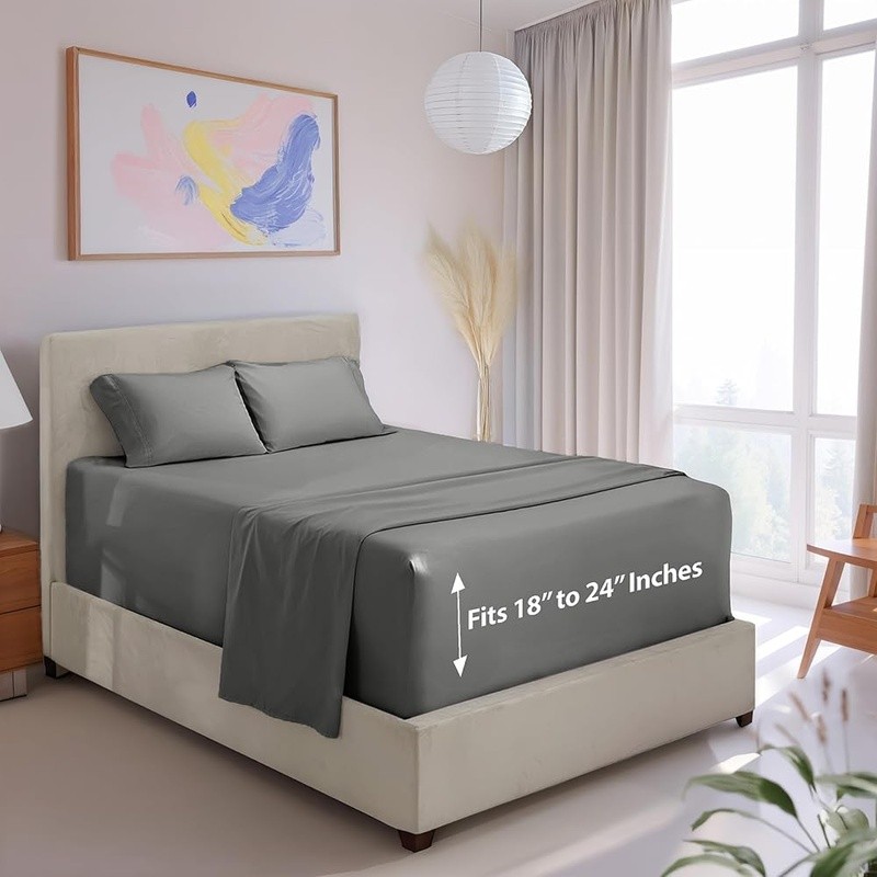 Microfiber Deep Pocket Fitted Sheet Set Soft Comfortable Machine Washable New