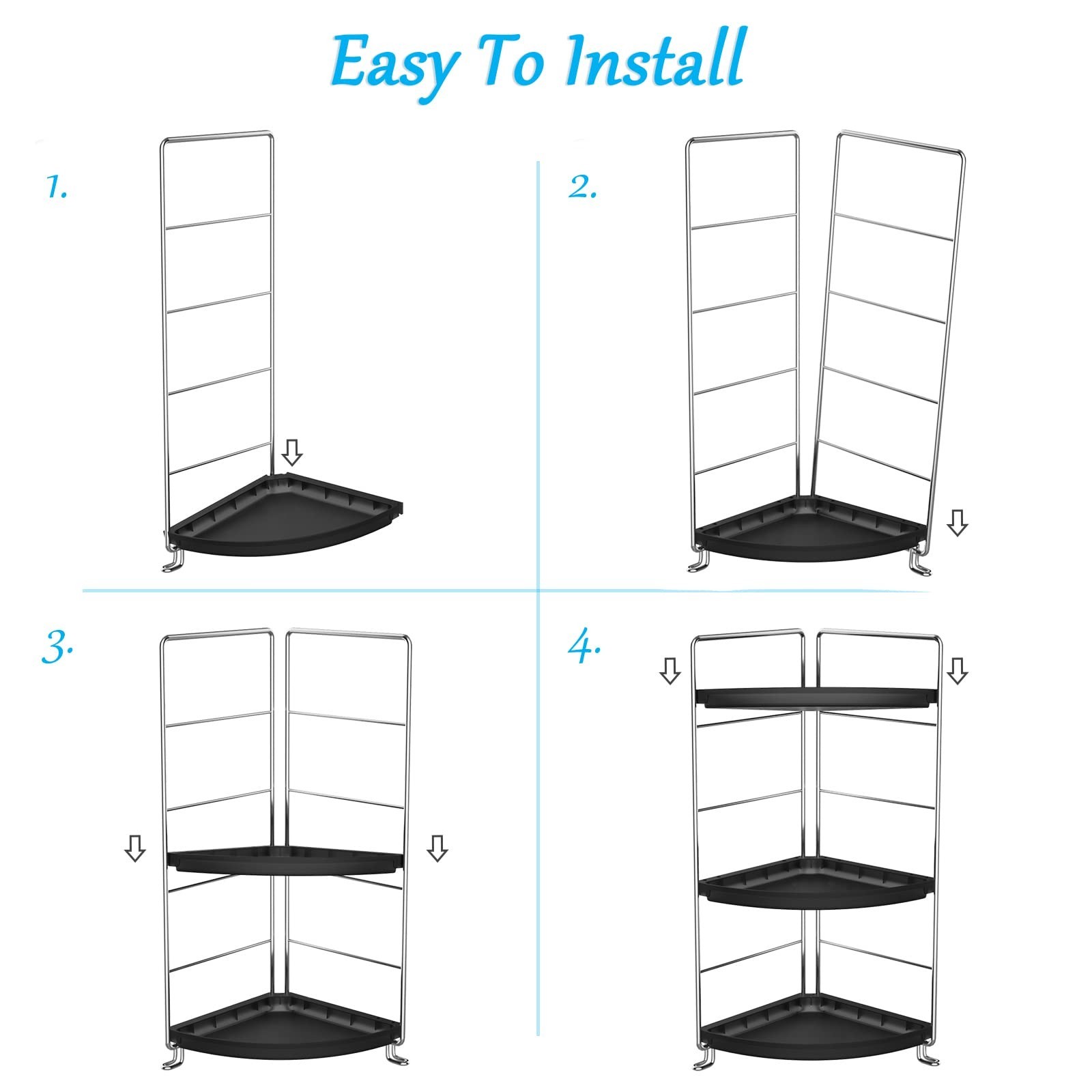 3-Tier Corner Bathroom Sink Countertop Organizer Storage Shelf Stackable Orga...