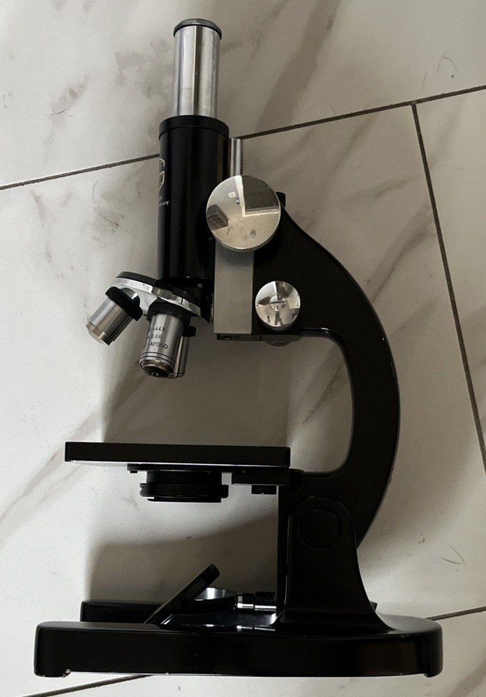 Graf Apsco Germany Microscope w/ 3 Objective Lenses Lab Optical Scope Vintage