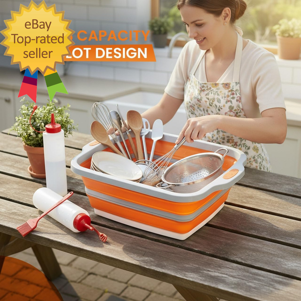 Collapsible BBQ Prep Tub with Meal Prep Marinating Container Include 2 Squeeze