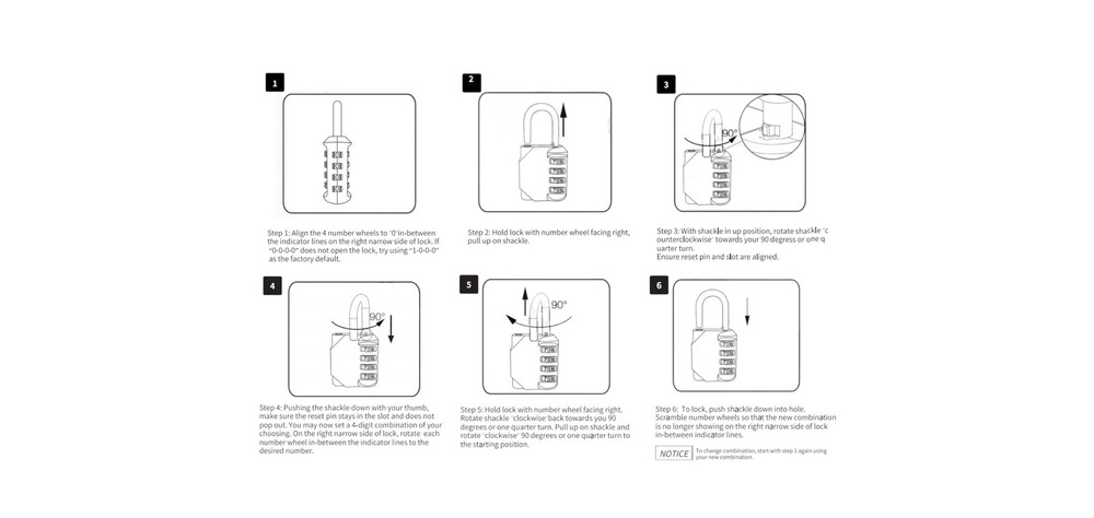® Combination Lock Resettable 4 Pack 4 Digit Outdoor Waterproof Combo Padlock