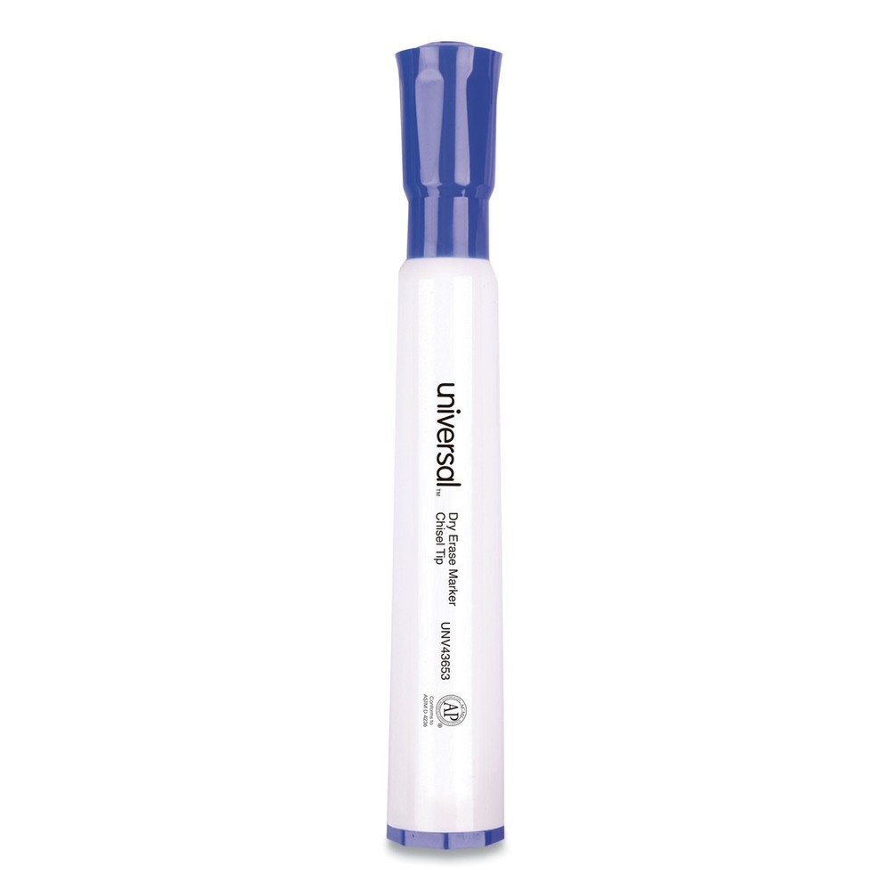 Universal® Dry Erase Marker, Chisel Tip, Blue, Dozen