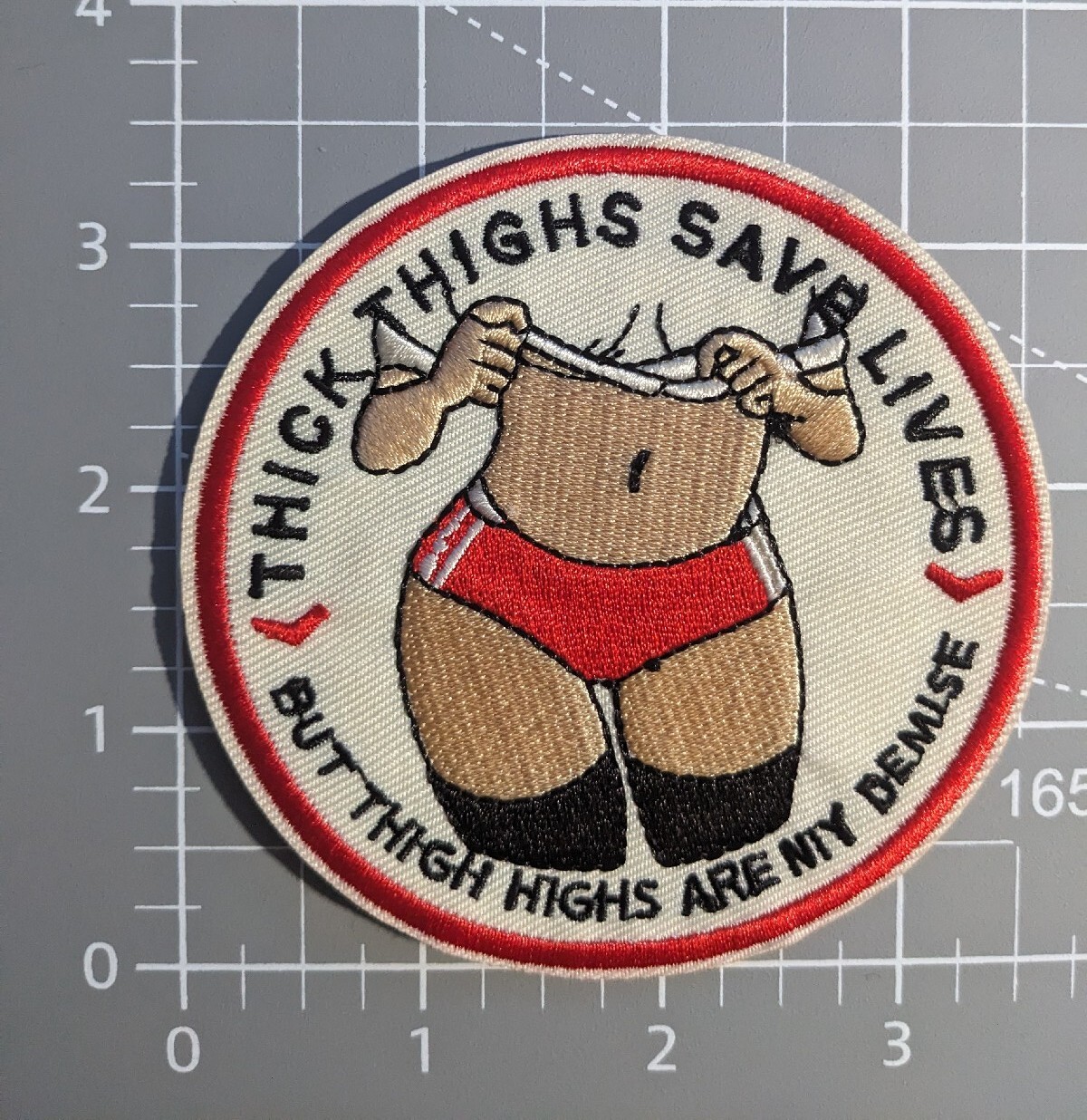 Thick Thighs Save Lives Patch Sexy Meme Punk Goth Biker Embroidered Iron On 3.5"