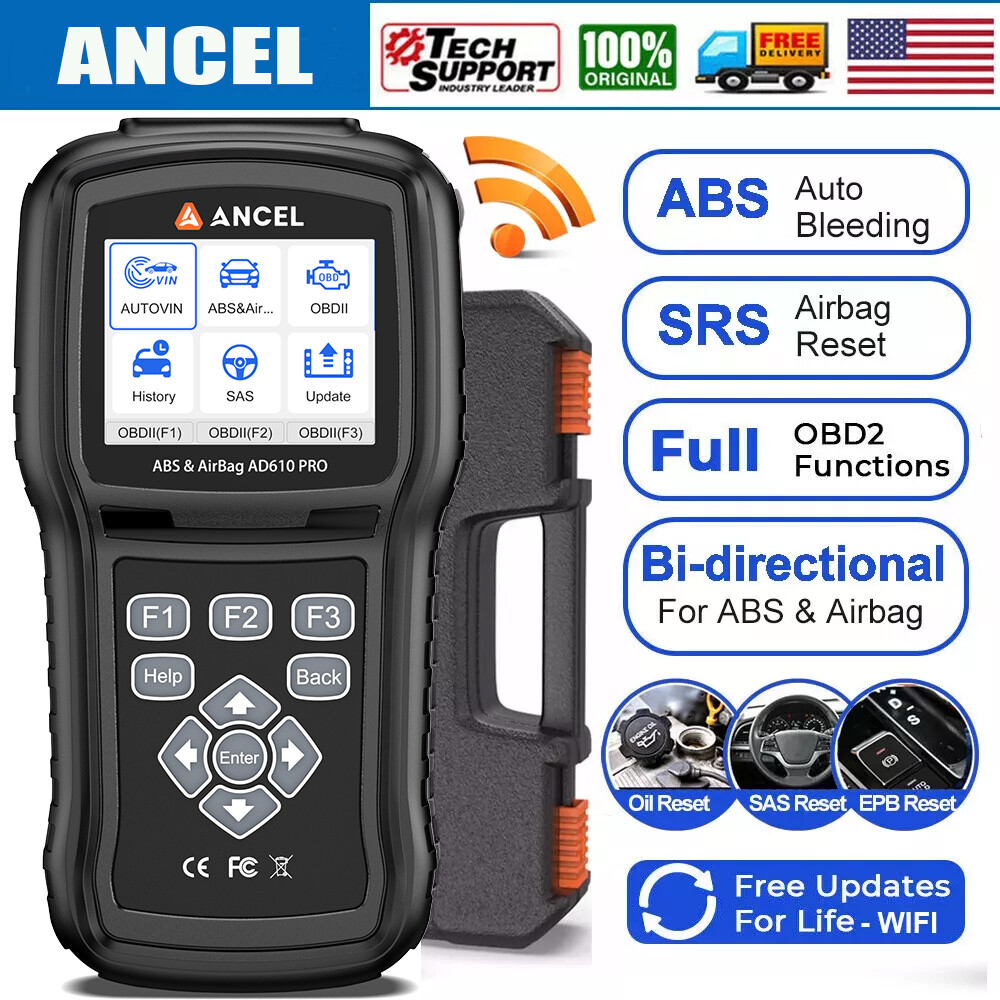 ANCEL AD610 PRO SRS OBD2 Code Reader ABS Bleeding SAS Reset Diagnostic Scan Tool
