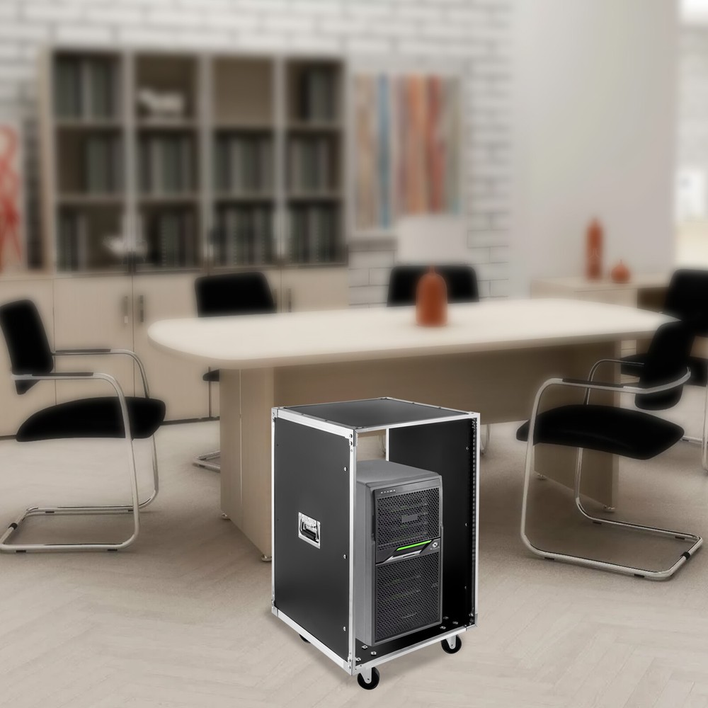 19 Inch 16U 4 Post Server Rack Open Frame Rolling Network Data Rack w/ Casters