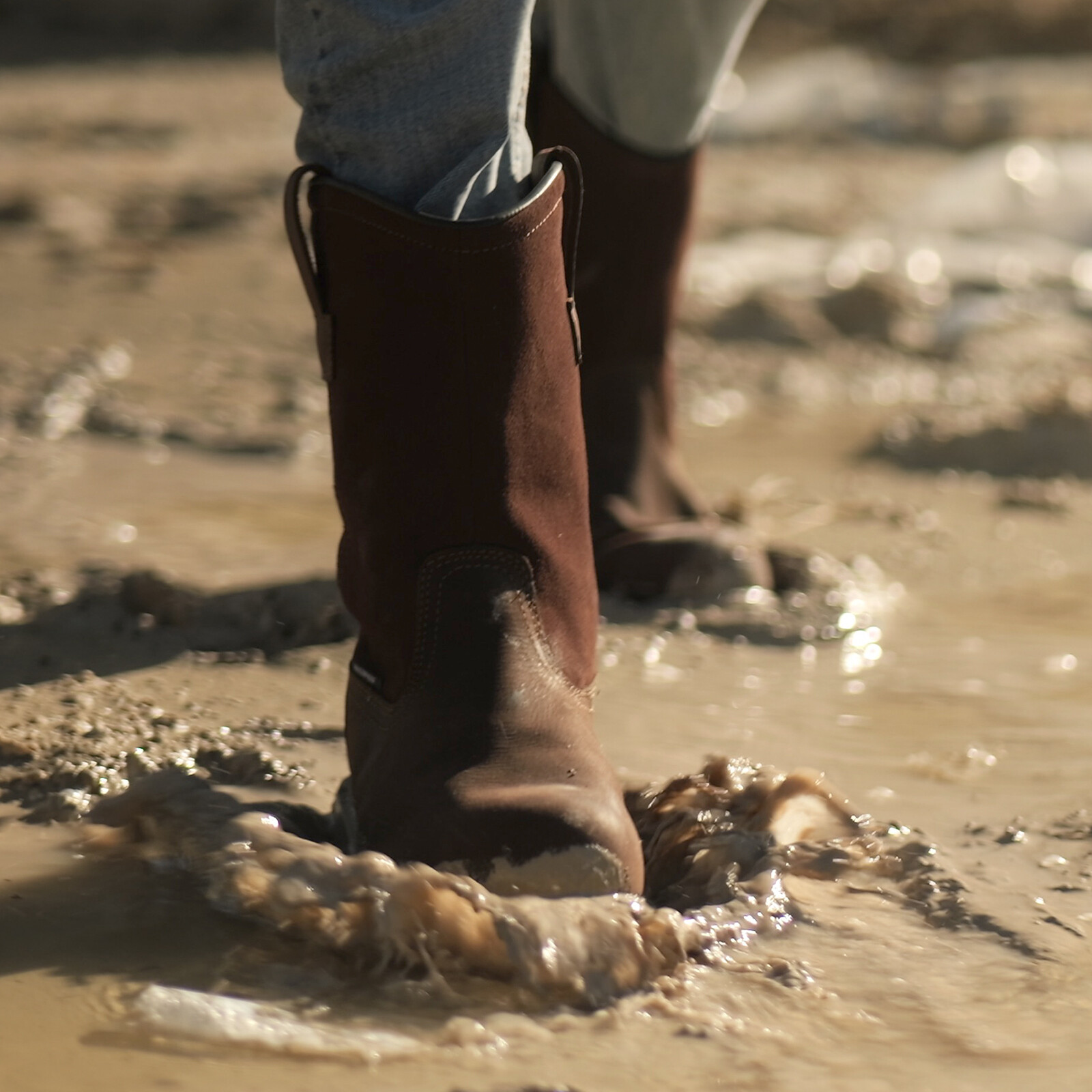 HISEA Men Steel Toe Safety Work Boots Pull On Waterproof Leather Wellington Boot