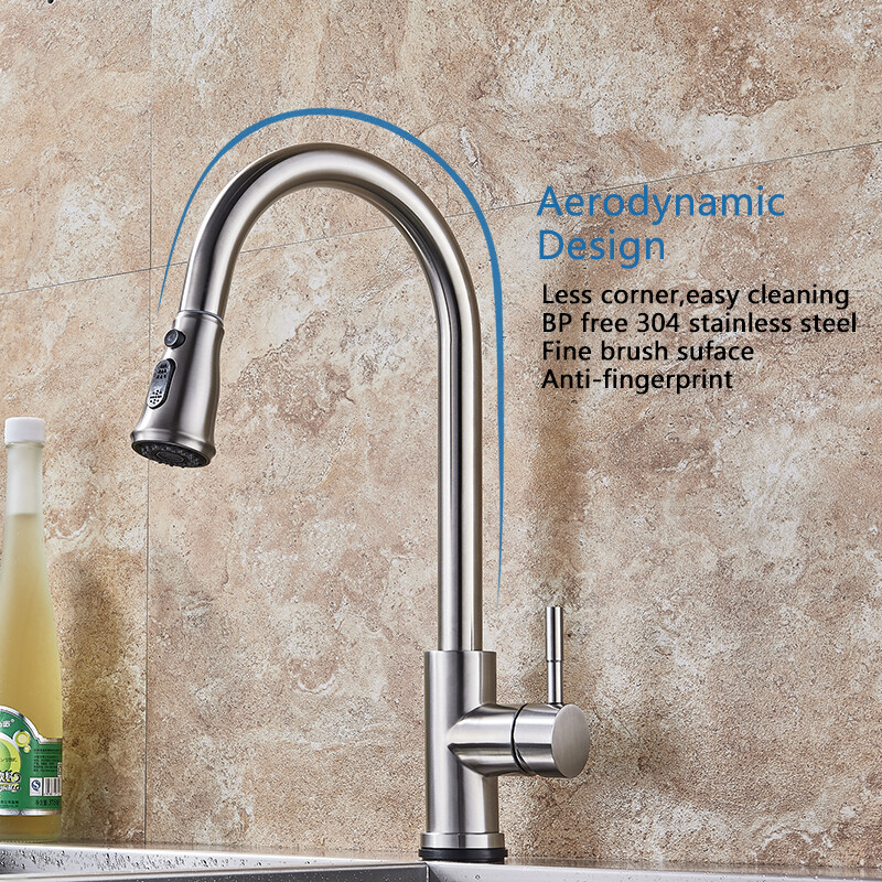 Sensor Touch Kitchen Sink Faucet Pull Out Sprayer Mixer Tap Swivel Spout