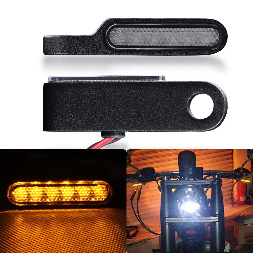 2X Universal Mini Motorcycle LED Turn Signal Light Indicator Running Amber Lamp