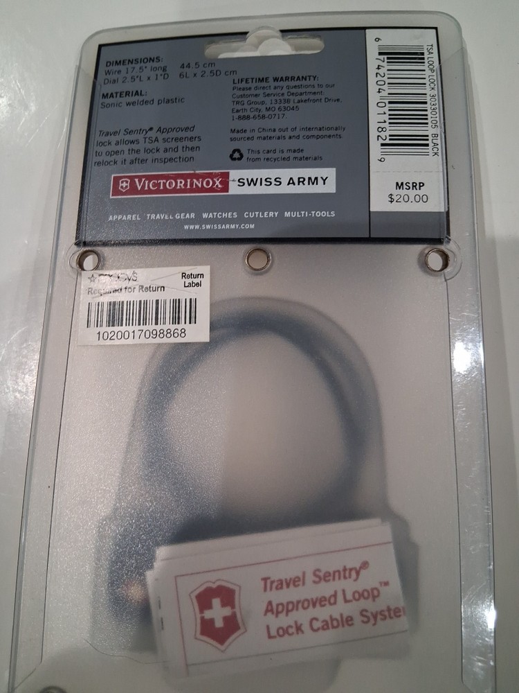 Extra Long Cable Loop Lock Victorinox Travel Lock