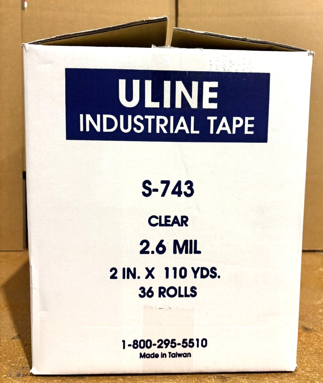 Uline Industrial Plus Tape - 2.6 Mil, 2" x 110 yds, Clear S-743 (36 Roll Case)