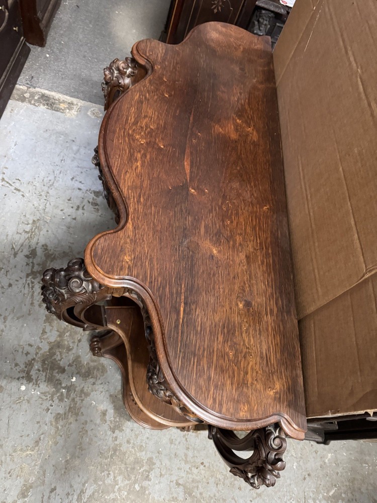 THOMAS BROOKS SIGNED PIERCED CARVED ROCOCO ROSEWOOD CONSOLE TABLE