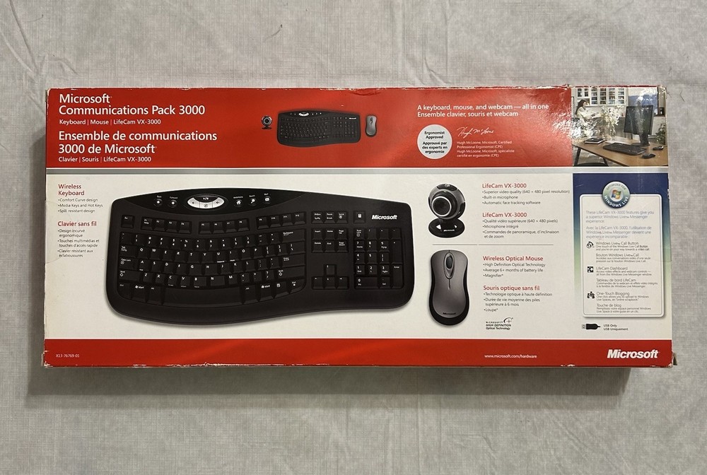 Microsoft Communication Pack 3000 Keyboard, Optical Mouse & LifeCam VX-3000 NEW