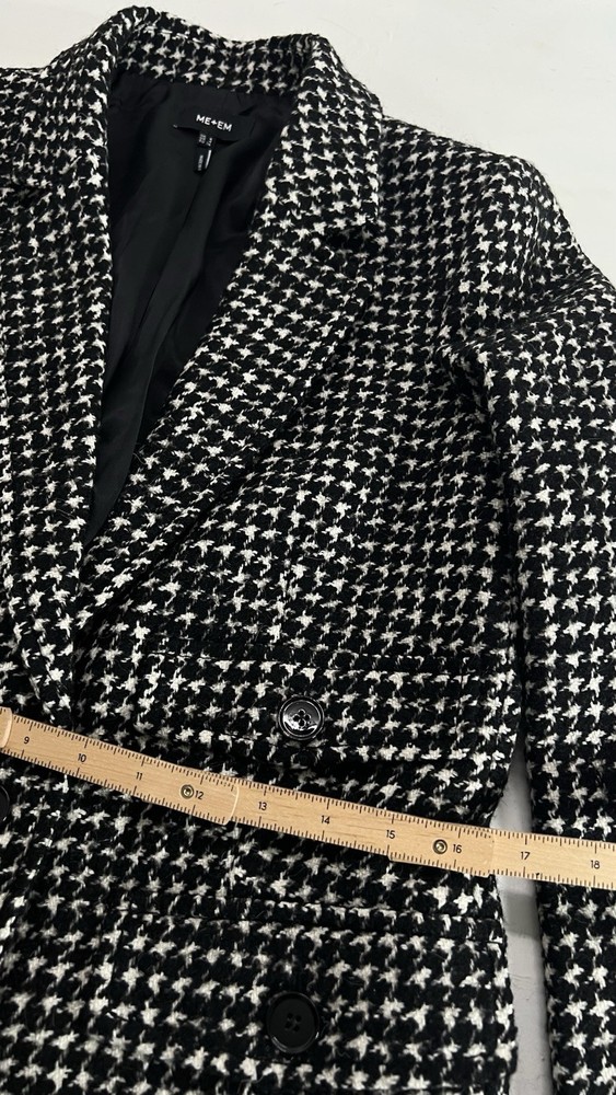 Me + Em Sharp Shoulder Blazer Houndstooth 8 Italian Wool Blend 8 Excellent